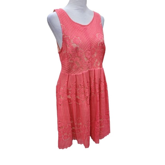 Free People Womens Rocco Lace‎ Open Back Mini Dress Size 10 Pink - Picture 6 of 16